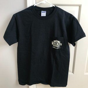 💀 THE WICKED WHEEL Bar & Grill Panama City Beach FL POCKET T-Shirt 💀